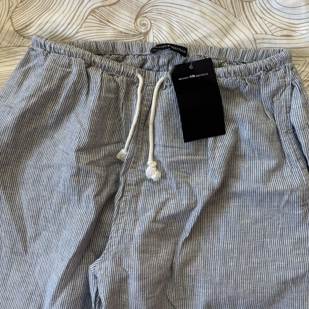 Brandy Melville navy Pin Striped Striped Drawstring Pants
